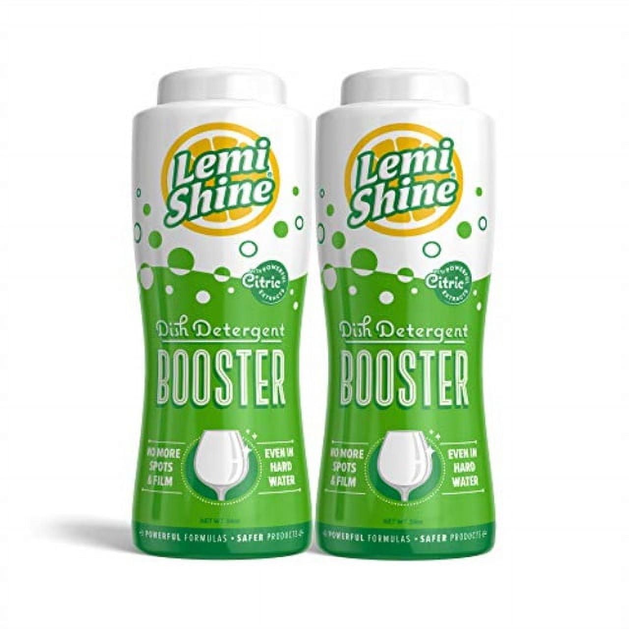 lemi shine booster natural lemon dishwasher detergent additive hard water stain remover for dishes and glassware 24oz - 2 pack bundle