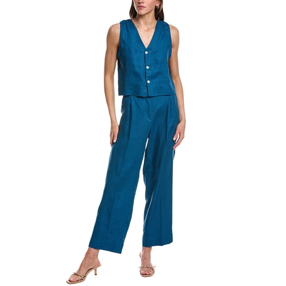 lemlem womens  Adowa Shell Linen Tank Top, xs, Blue