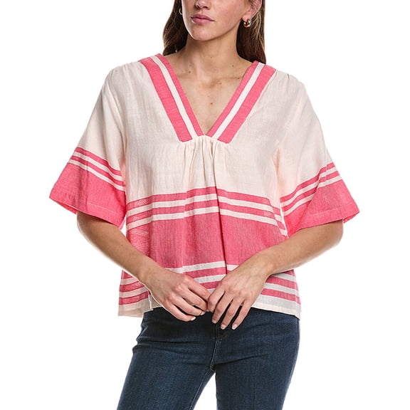lemlem womens  Rita V-Neck Top, m, Yellow