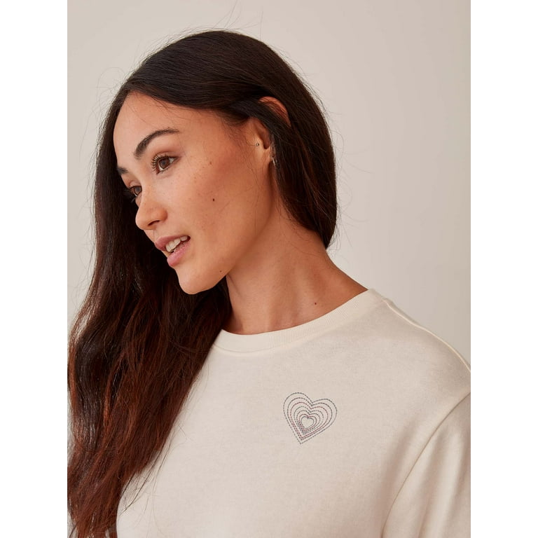 lemon bloom by Grey State Women s Heart Embroidered Sweatshirt