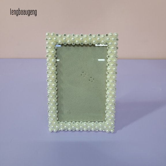 lengbaaugeng Picture frames Luxurious Pearl and Rhinestone Design to Elevate Your Photos (Creamy White)