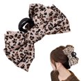 thumbnail image 1 of leopard bowknot hair claw clip, 5.9 inch large retro hair jaw clips, elegant hair accessories, 1 piece, brown, 1 of 7