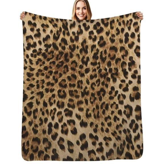 leopard print brown Flannel Blanket Warm Soft Bedding Throws Winter Camping Chair Sofa Bed