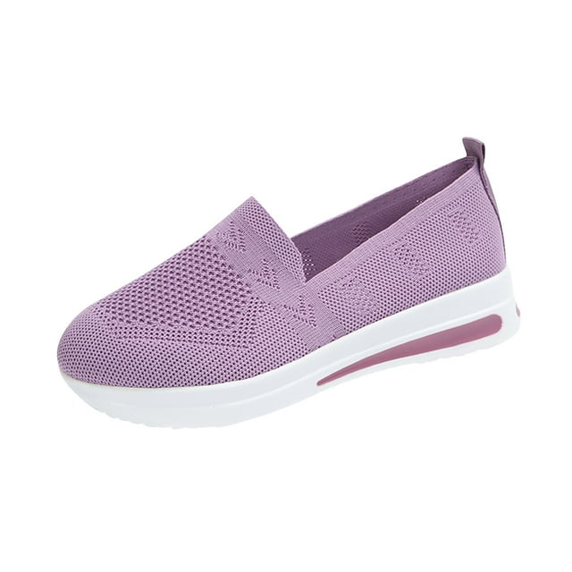 leozcaa Women's Mesh Walking Slip on Shoes Breathable Thick Sole Flats Casual Comfortable Sneakers