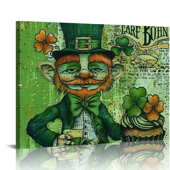 leprechaun beer cupcake Fine Art Aesthetic Poster &print Wall Painting for Classroom Kitchen Office Farmhouse Bathroom Room Decor Pictures Wall Art Painting Canvas Prints Wall Art