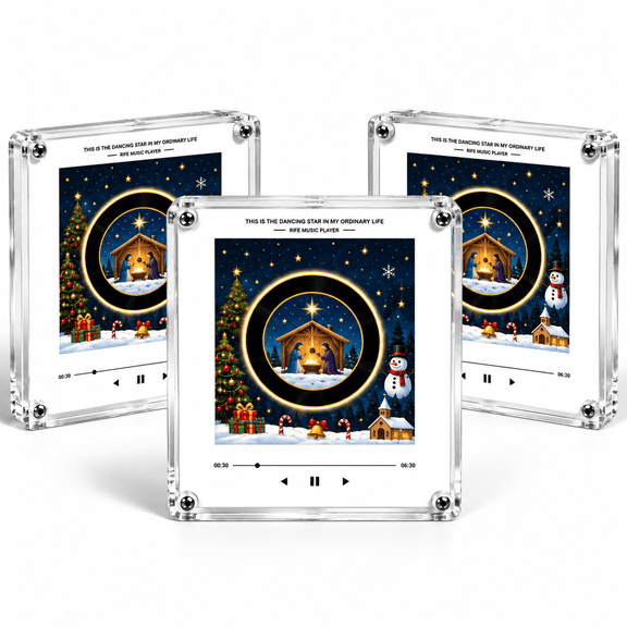 let it spin,let it spin christmas music player,9-Piece Customizable NFC Fridge Record Player Music Box Set, Personalized Vintage Decor for Refrigerator and Desktop, Unique Seasonal Holiday Gift