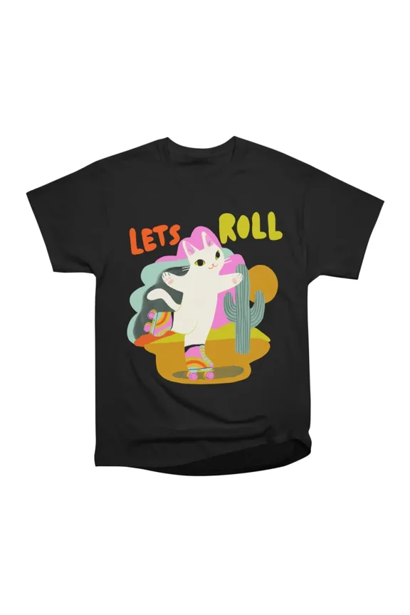 lets roller skate cat T-Shirt Tee Gift For Him Merch For Her Apparel For Friend