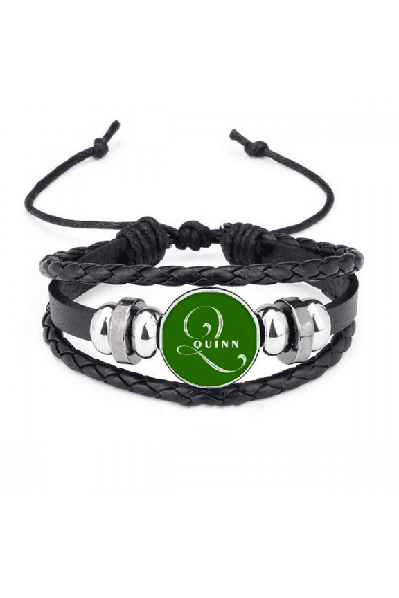 letter expression question bracelet braided leather woven wristband