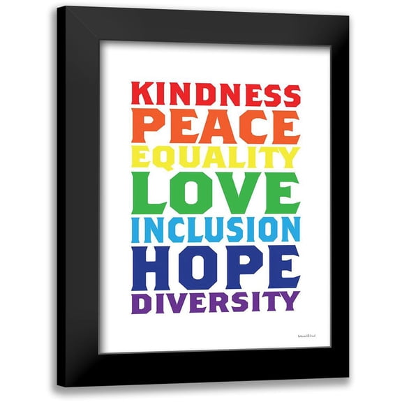 lettered And lined 12x14 Black Modern Framed Museum Art Print Titled - Rainbow Equality