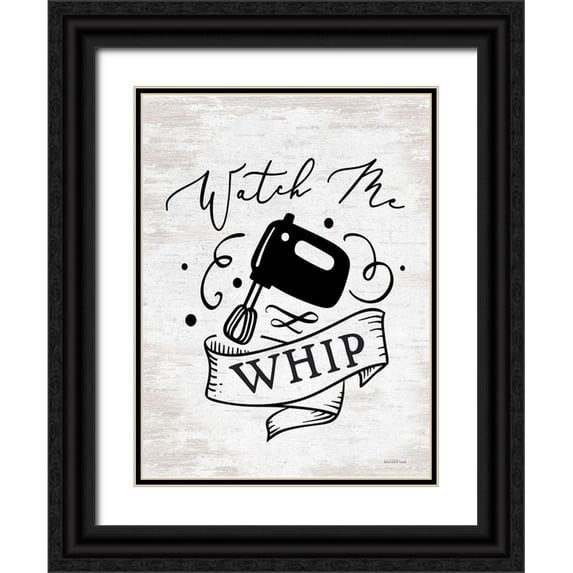 lettered And lined 12x14 Black Ornate Wood Framed with Double Matting Museum Art Print Titled - Watch Me Whip