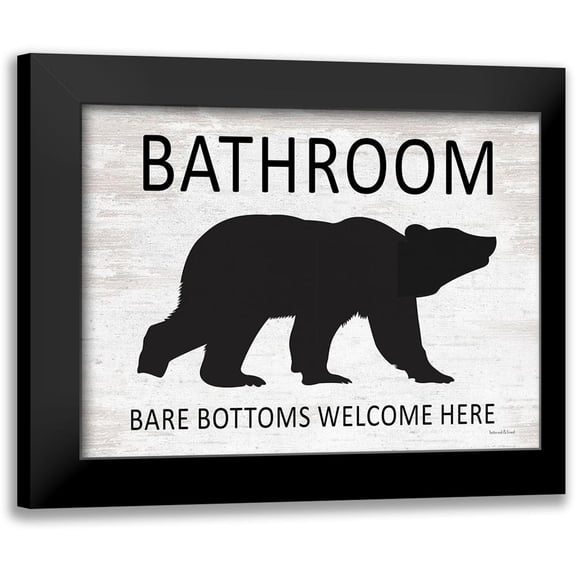 lettered And lined 14x12 Black Modern Framed Museum Art Print Titled - Bare Bottoms Welcome Here