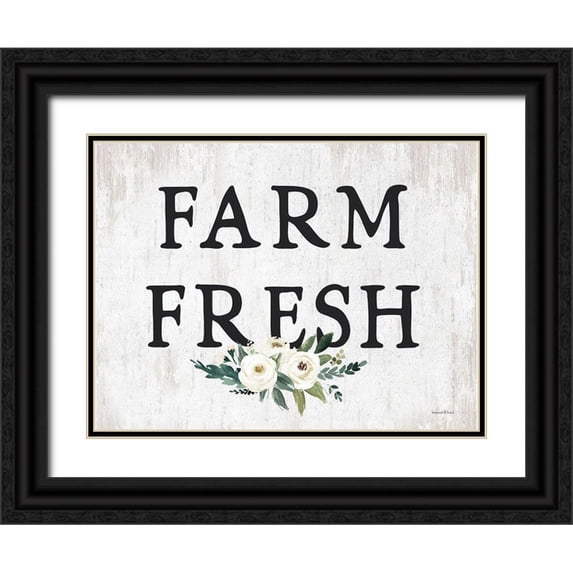 lettered And lined 14x12 Black Ornate Wood Framed with Double Matting Museum Art Print Titled - Farm Fresh