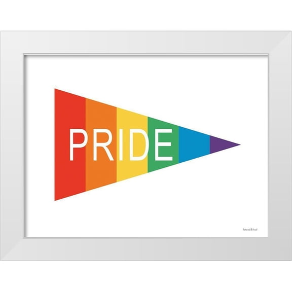 lettered And lined 14x12 White Modern Wood Framed Museum Art Print Titled - Pride Flag