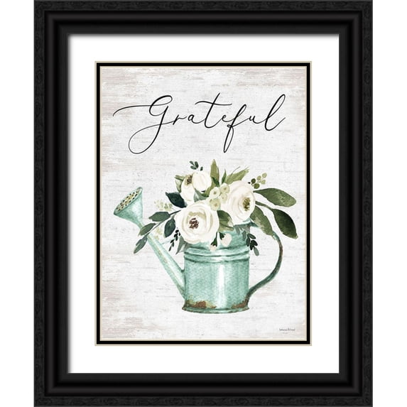 lettered And lined 19x24 Black Ornate Wood Framed with Double Matting Museum Art Print Titled - Grateful