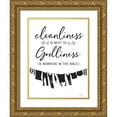thumbnail image 1 of lettered And lined 25x32 Gold Ornate Wood Framed with Double Matting Museum Art Print Titled - Cleanliness is Next to Godliness, 1 of 4