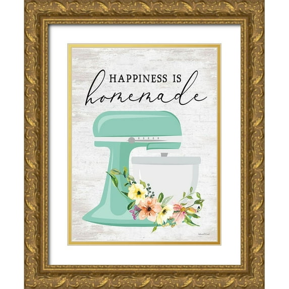 lettered And lined 25x32 Gold Ornate Wood Framed with Double Matting Museum Art Print Titled - Happiness is Homemade