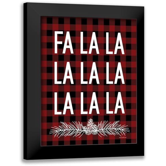 lettered and lined 12x14 Black Modern Framed Museum Art Print Titled - Fa La La