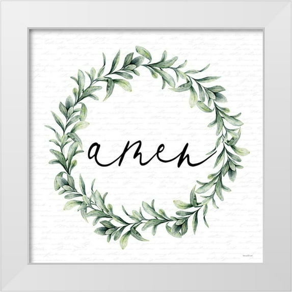 lettered and lined 26x26 White Modern Wood Framed Museum Art Print Titled - Amen Wreath