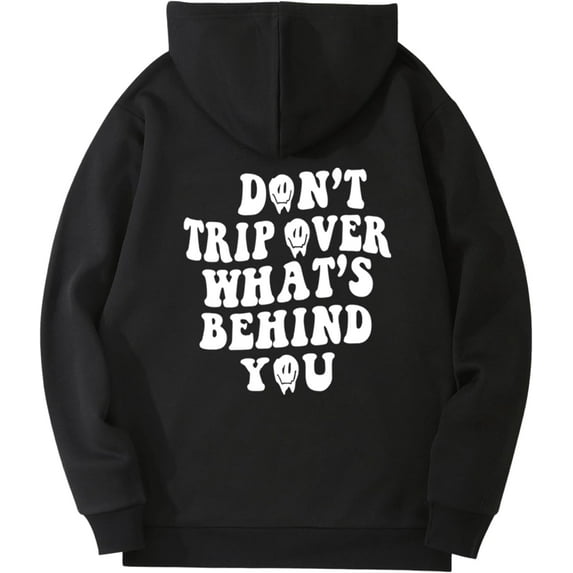 letters graphics hooded printing hooded joint long -sleeved sweatshirt top
