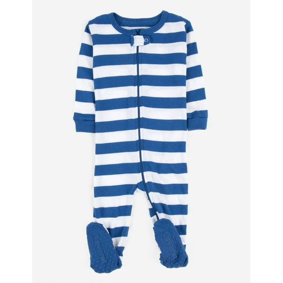 leveret footed "striped baby boy" pajama sleeper 100% cotton (size 6m-5t)
