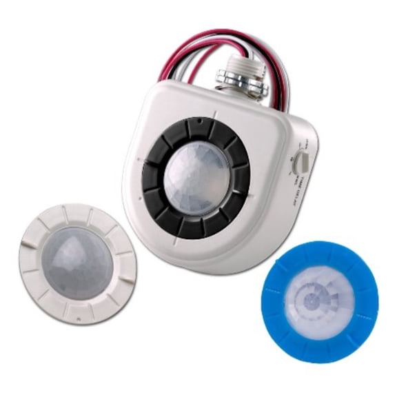 leviton osfhu-itw fixture-mounted pir high-bay sensor with 3 interchangeable lenses, white