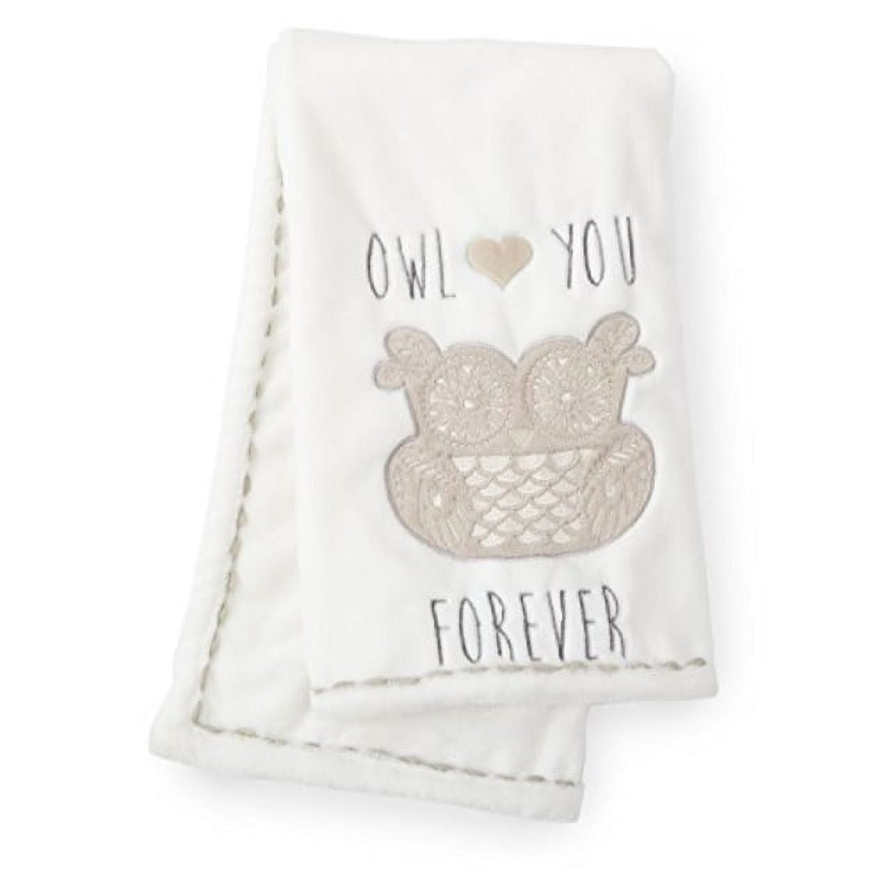 levtex baby night owl plush blanket - grey