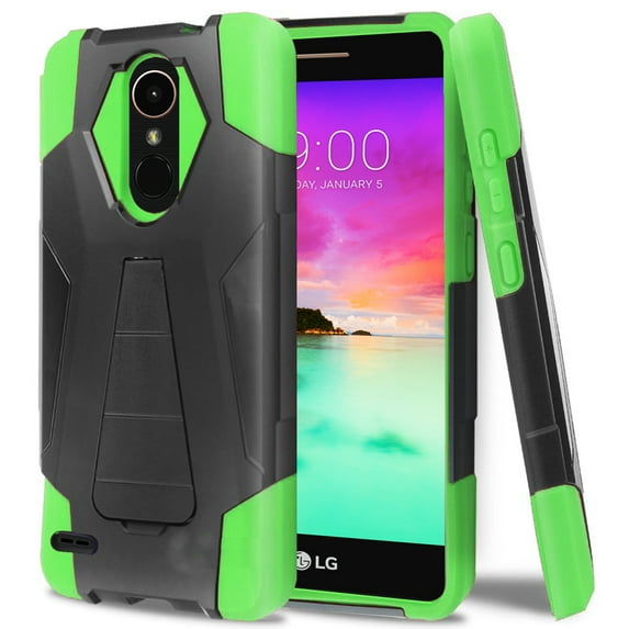 lg stylo 3 case, zizo hybrid dual layer cover - heavy duty durable shell - lightweight protective case w/ kickstand - lg stylo 3 plus