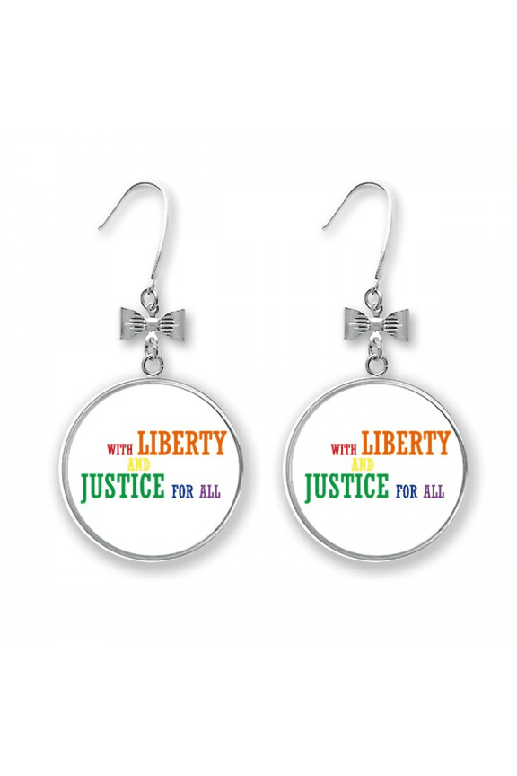 lgbt rainbow flag and justice bow earrings drop stud pierced hook