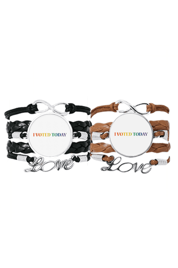 lgbt rainbow flag i vote today bracelet hand strap leather wristband double set