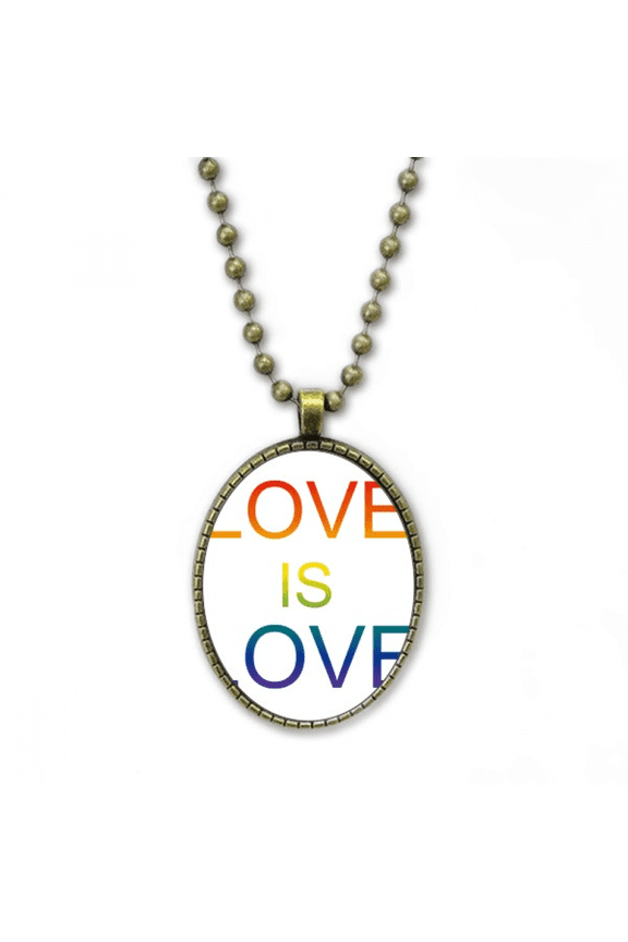 lgbt rainbow flag love is love necklace vintage chain bead pendant jewelry collection