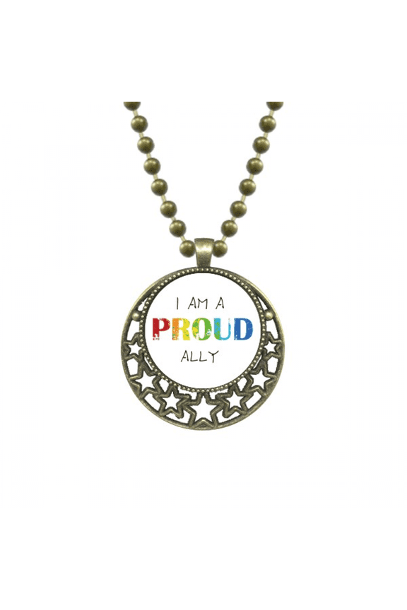 lgbt rainbow flag proud ally pendant star necklmoon chain jewelry