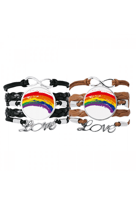 lgbt rainbow transgender bracelet hand strap leather wristband double set