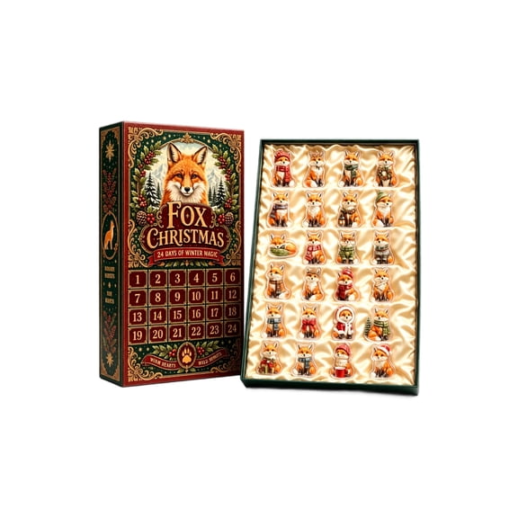 lhwanj 2D Acrylic Fox Advent Calendar with 24 Fox Pendants, A Forest-Themed Countdown to Christmas Featuring Foxes in Scarves, Hats, and Cozy Winter Clothing