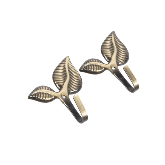 lhwanj 2pc Vintage Leaf Wall Coat Hooks Heavy Decorative Iron Hook Wall Mounted Hangers for Hanging Towels Coats Scarf Bags Keys Home Decor for Kitchen Bathroom Entryway