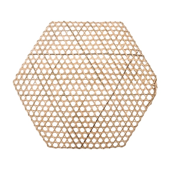 lhwanj 5-Pack Rattan Hexagon Placemats (Model: Wicker Trivets), Rustic Farmhouse Style Table Coasters, Heat-Resistant & Non-Slip Drink Mats for Hot Dishes, Size 5.5x4.72 Inches