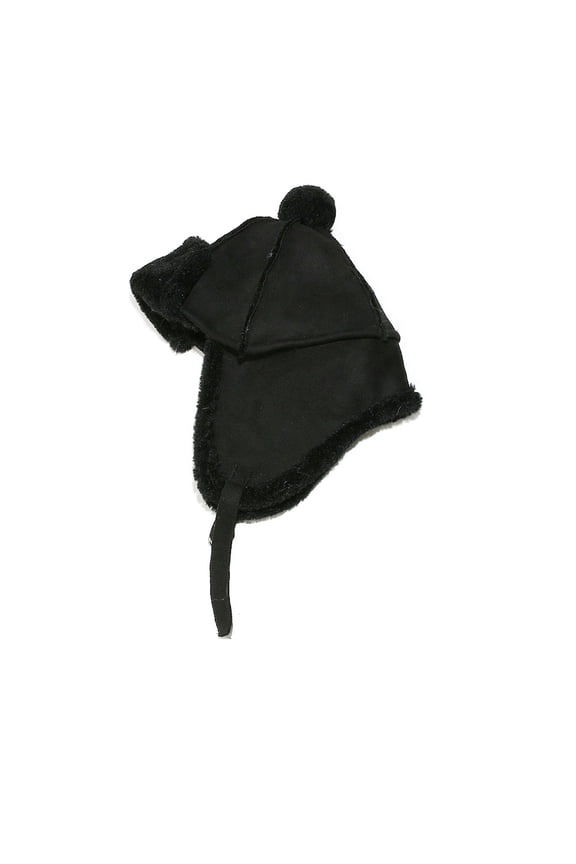 Bat Shape Fleece Trapper Hat with Fleece Lining Winter Warm Windproof Headwear Black