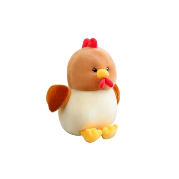 lhwanj Charming Brown and White Chick Plush Toy with Red Comb and Yellow Beak for Farmhouse Decor Easter Gift and Cuddly Playmate Friend
