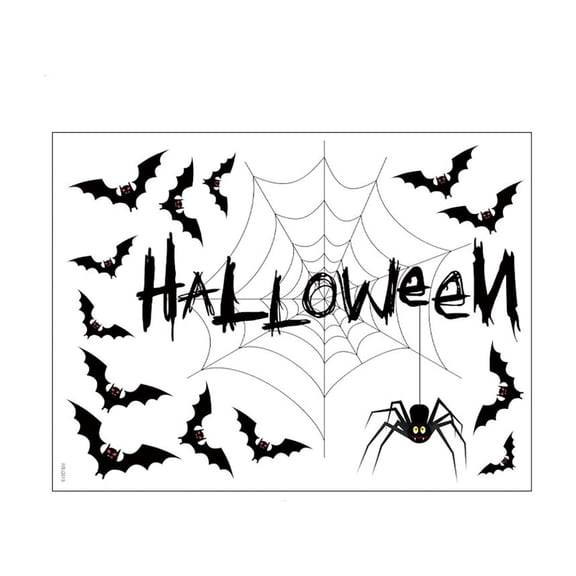 lhwanj Ghost Spider Web Bat Halloween Static Window Decals 15.75 Inch, Dark Gothic Trio PVC Clings, Removable No-Residue Glass Decor for Home Party