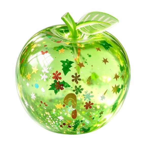 lhwanj Green Christmas Apple Stress Relief Toy with Glitter for Holiday Anxiety Relief and Desk Decor and Stocking Stuffers for All Ages, Soft Squeeze Toy for Christmas Party Favors