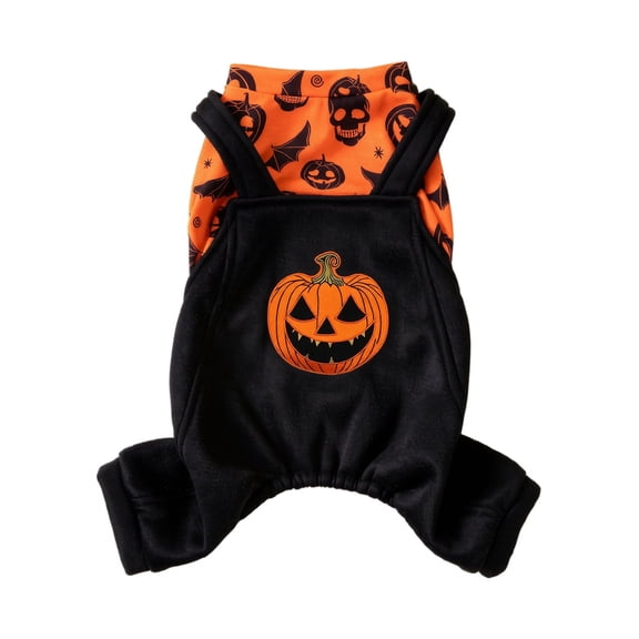 lhwanj Halloween Dog Costume with Pumpkin Bat and Skull Party Pet Overalls Scary Washable Funny Puppy Halloween Devil Clothes for Small Medium and Pet