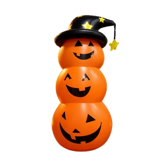 lhwanj Halloween Inflatable Pumpkin with Witch Hat Outdoor Indoor Decoration for Yard Garden Party 53.14 x 25.59inch
