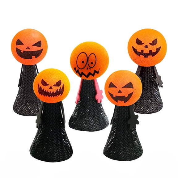 lhwanj Halloween Pumpkin Bouncing Finger Puppet with Spring Action and Mixed Expressions, Sensory Fidget for Adults, Fun Calming Toy