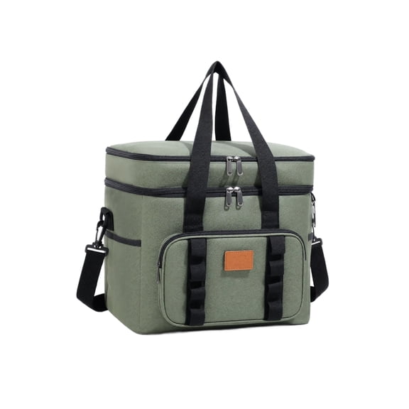 lhwanj Oxford Fabric Double Lunch Box - Zipper Convertible Crossbody Handheld Insulated Large Capacity for Outdoor Camping Travel Work Adults Pack 24L