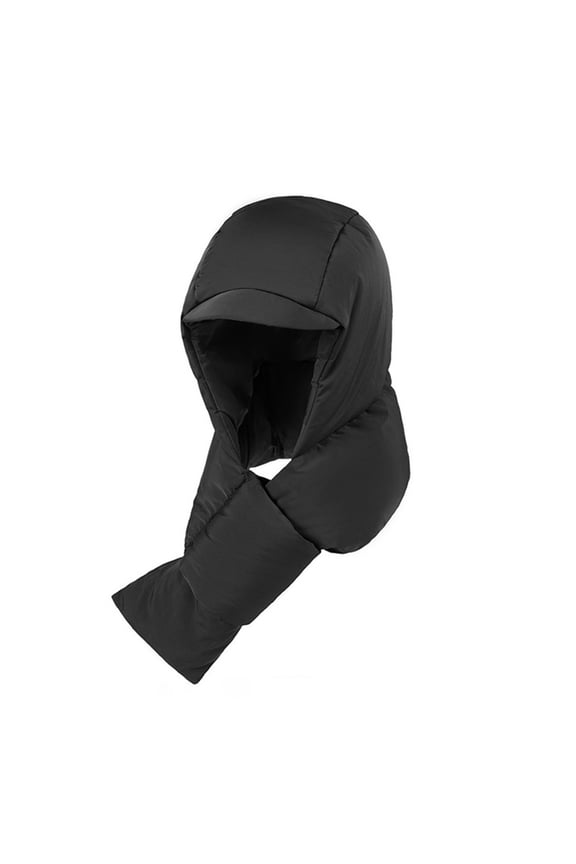 Padded Hood Neck Warmer Winter Outdoor Warm Windproof Headwear Black