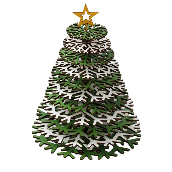 lhwanj Wooden 3D Snowflake Tabletop Xmas Tree, DIY Rustic Decor Gift |Home Decor,Mini Xmas ornament gift for desk, office, mantel