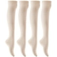 thumbnail image 1 of lian style women's 4 pairs over knee-high cotton socks size 6-9(cream), 1 of 3