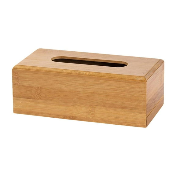 lianhanyi Bamboo Square Tissue Box Paper Box Desktop Organizer Holder Napkin Home :