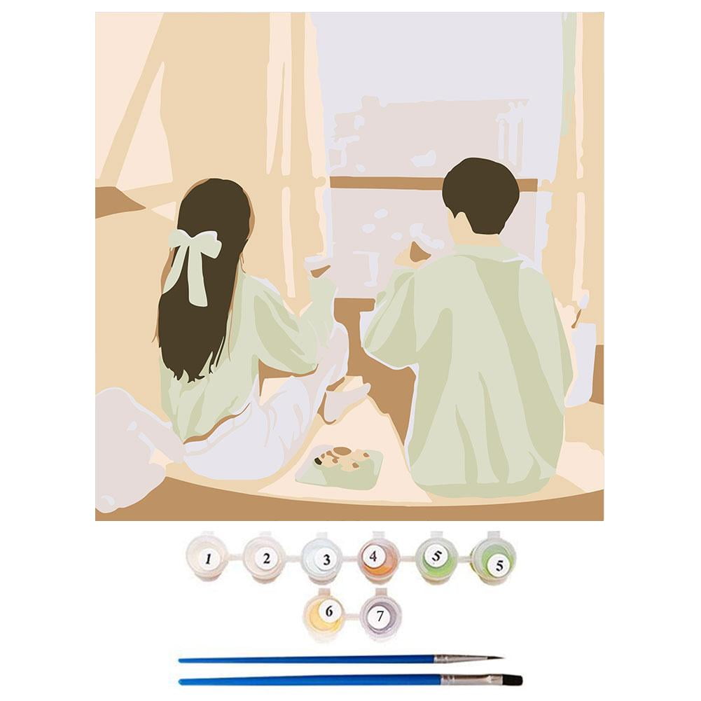 lianhanyi DIY Oil Painting Kit Paint By Numbers Beginner Frameless