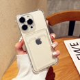thumbnail image 1 of liaozhi Transparent Card Slot Bag Holder Case For iPhone 14 13 11 12 15 Pro Max Mini X XR XS 7 8 Plus Clear Shockproof Soft Wallet Cover wentao ZZ, 1 of 7