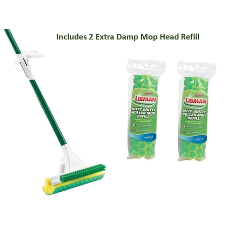Libman Nitty Gritty Roller Mop With 2 Extra Mop Head Refill